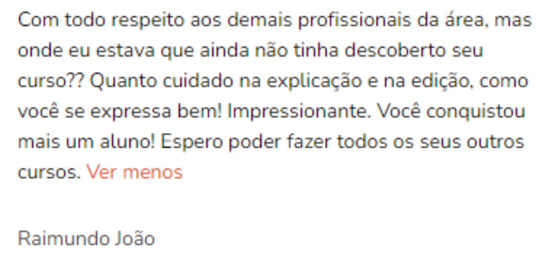 Depoimento de aluno