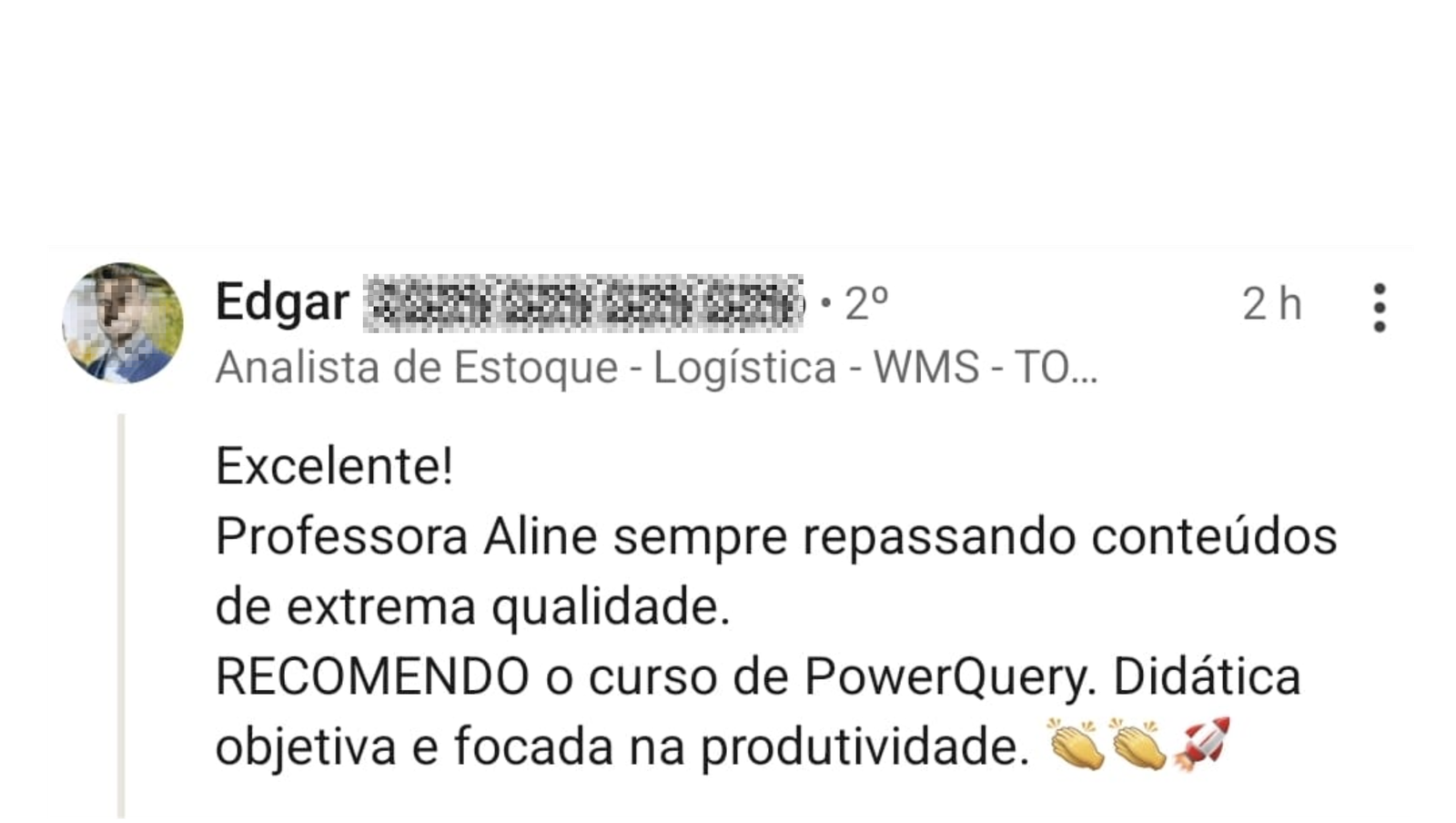 Depoimento de aluno