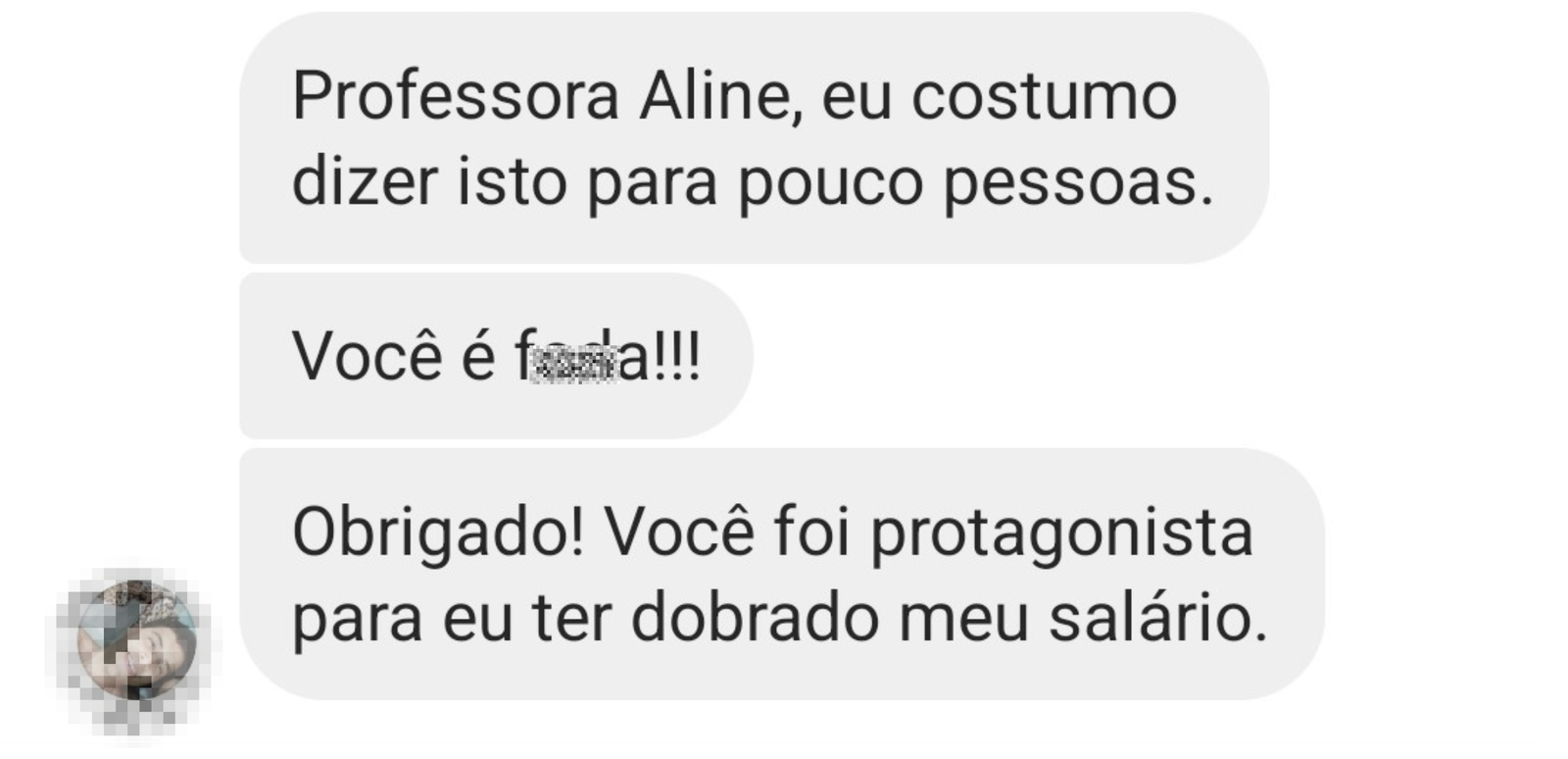 Depoimento de aluno